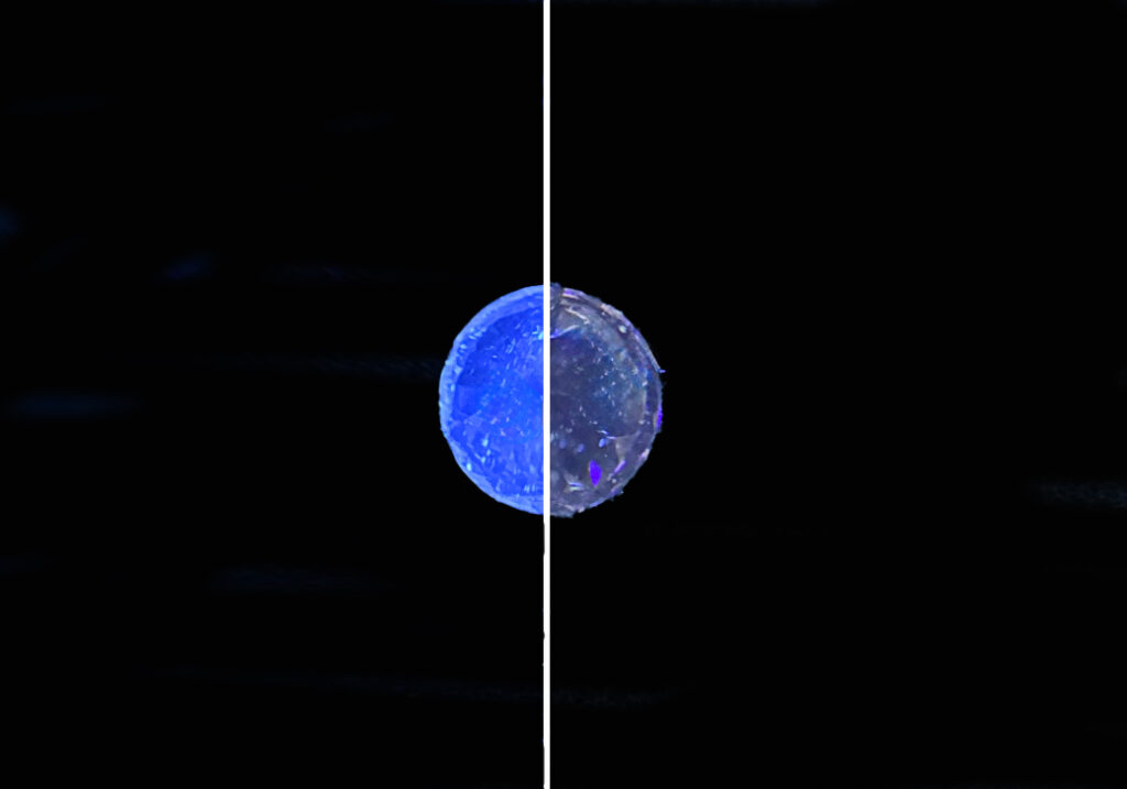 Fluorescence in Diamonds - Fluorescence in Diamonds - Natural Diamond LWUV SWUV GK 1.jpg